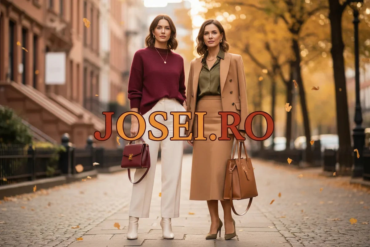 Two women in burgundy, cream, olive, and camel autumn outfits on a city street - Women's Fashion Editorial JOSEI.RO