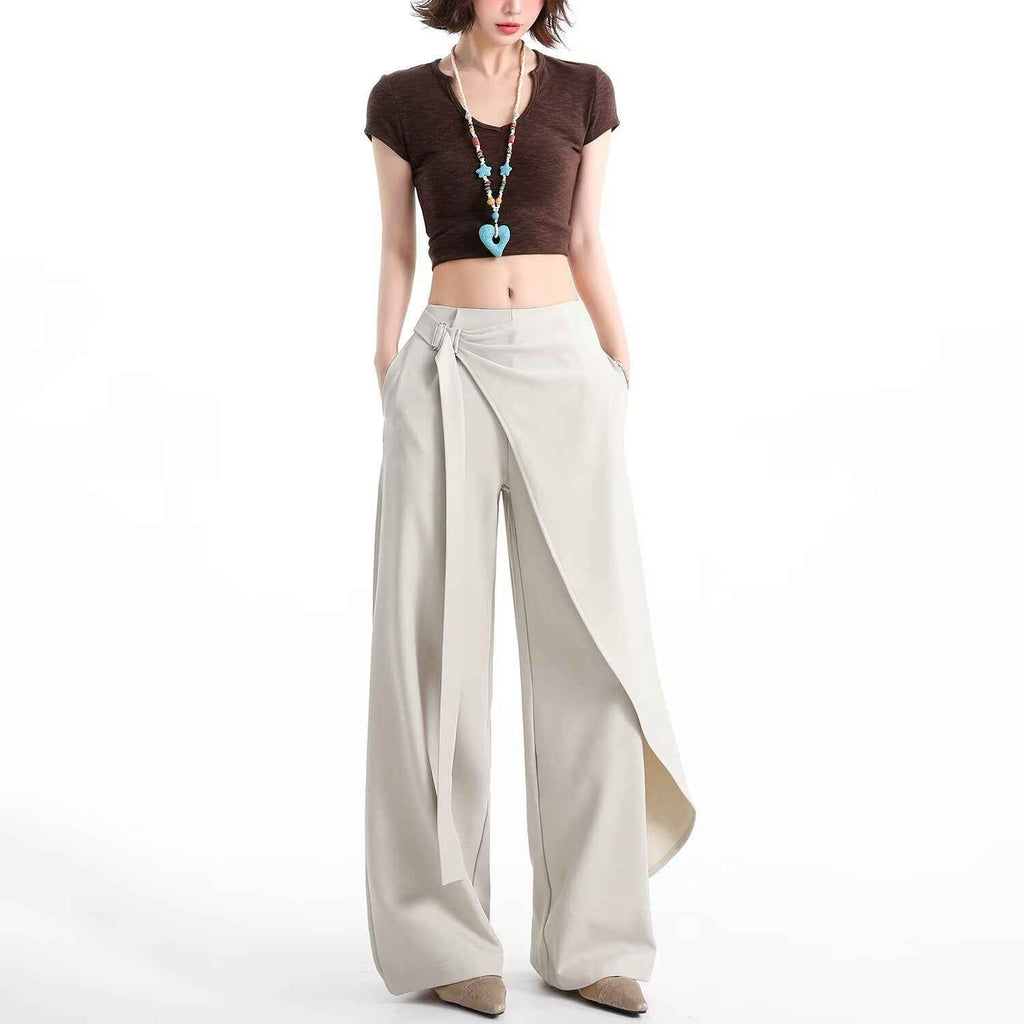 Women's High-Waist Pleated Wide-Leg Suit Trousers