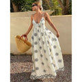 Floral Print V-Neck Spaghetti Strap Maxi Dress