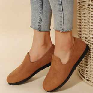 Suede Patchwork Flat Slip-On Shoes