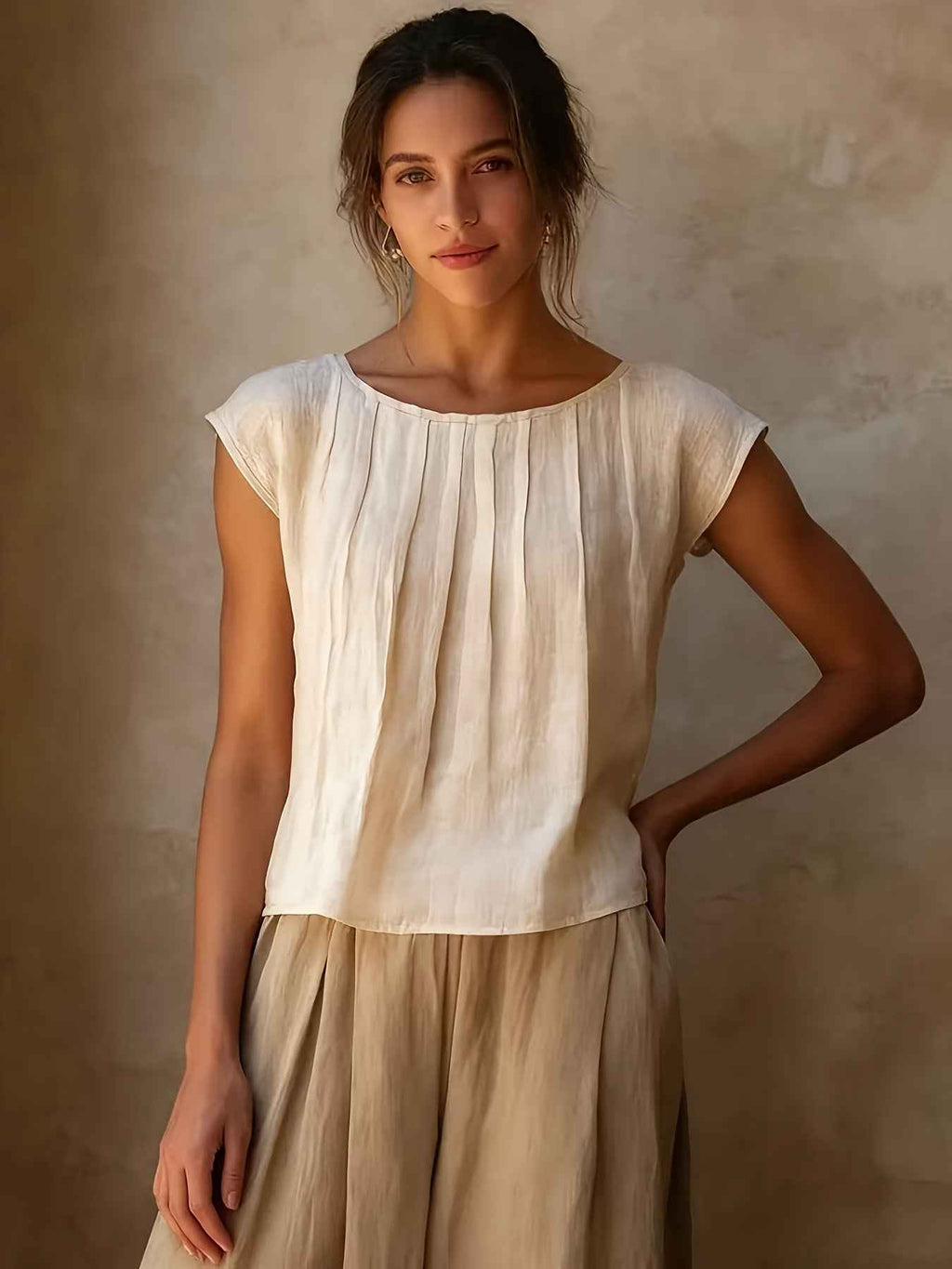 Patchwork Sleeveless Round-Neck Top – Literary Vintage Style