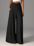 High-Waist Elastic Wide-Leg Trousers