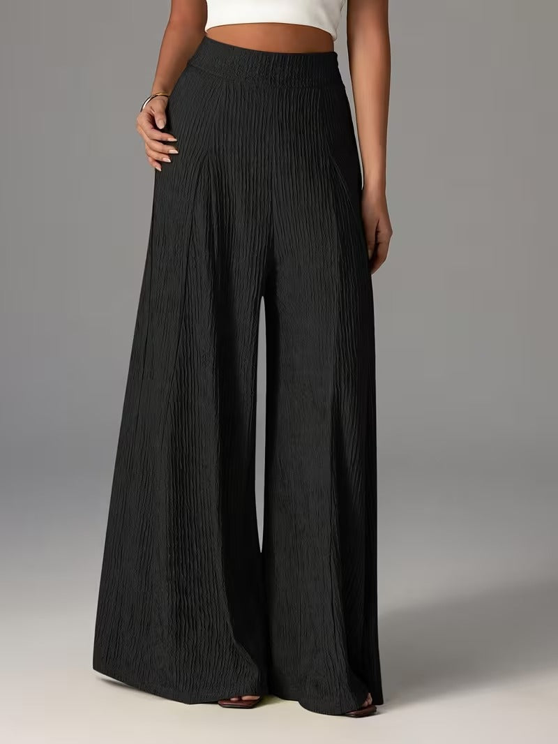 High-Waist Elastic Wide-Leg Trousers