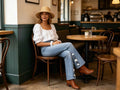 Women's Floral Embroidered Flare Jeans — Light Wash Bootcut Denim