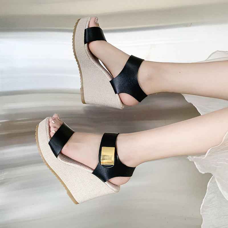 Velcro Strap Wedge Heel Sandals