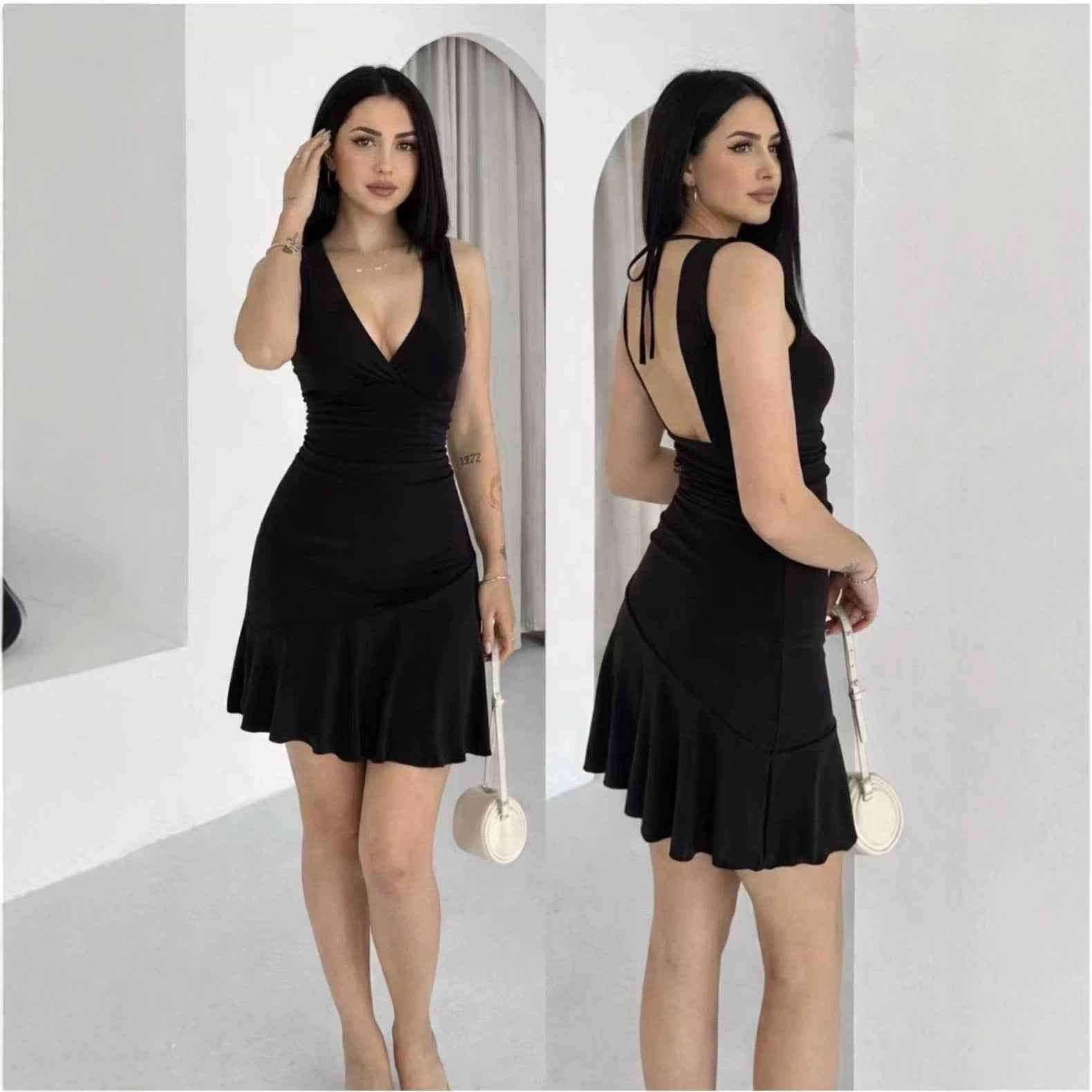 Womens V-neck Slim-fit Elegant Dress