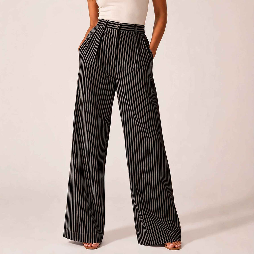 Stylish Striped Versatile Wide-leg Relaxed-fit Suit Trousers