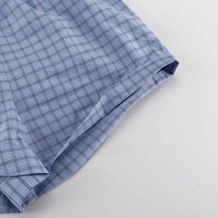 Women's Crinkle Plaid Shirt & Shorts Two-Piece Set