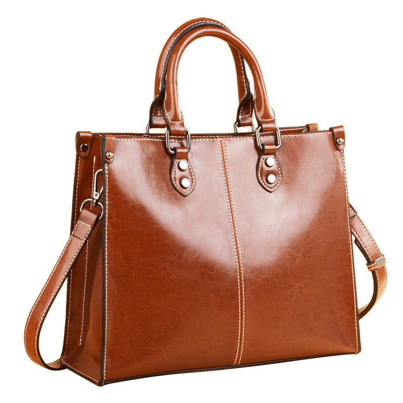 Genuine Leather Crossbody Handbag – European Retro Style