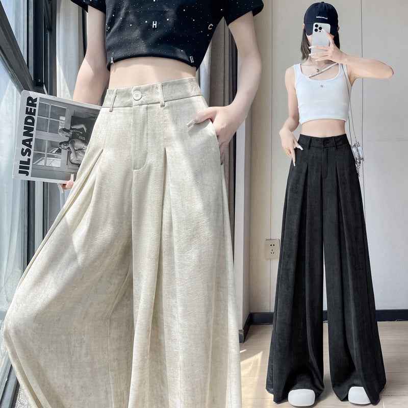 High-Waisted Tie-Dye Wide-Leg Pants – Ice Silk Satin