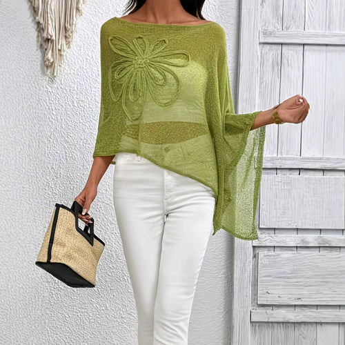 Womens Elegant Vintage Asymmetrical Knit Top
