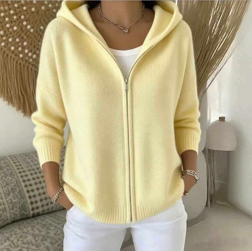 Zip-up Knitted Hooded Sweater Cardigan Coat