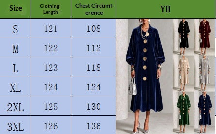 Women's Relaxed Button-Front Midi Dress - S to 3XL chest and length chart