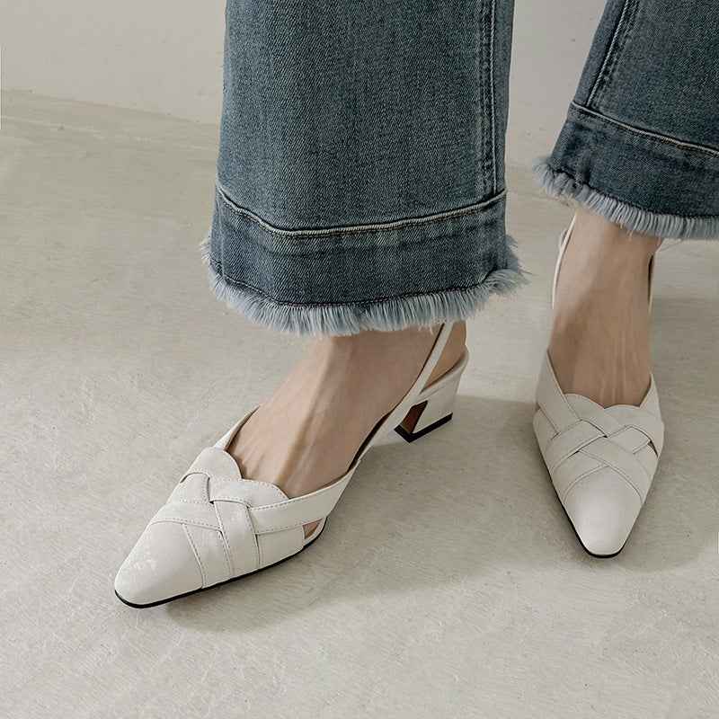 Womens Casual Square-toe Chunky-heel Sandals