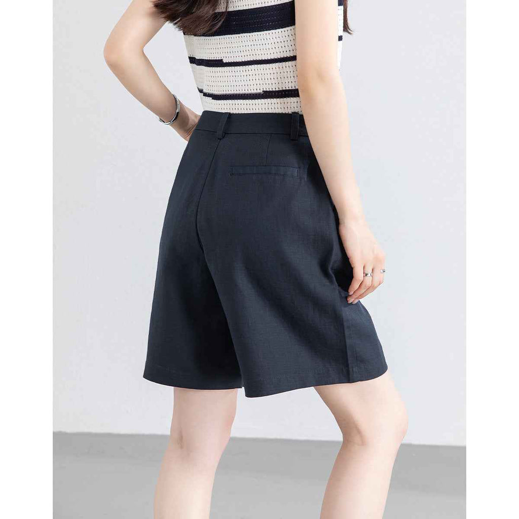 Women's High-Waist Tencel Straight-Leg Cropped Shorts — 2 Colours, W26–W32