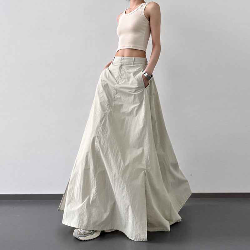 Summer Lightweight Fabric Slit Sun-protection Skirt