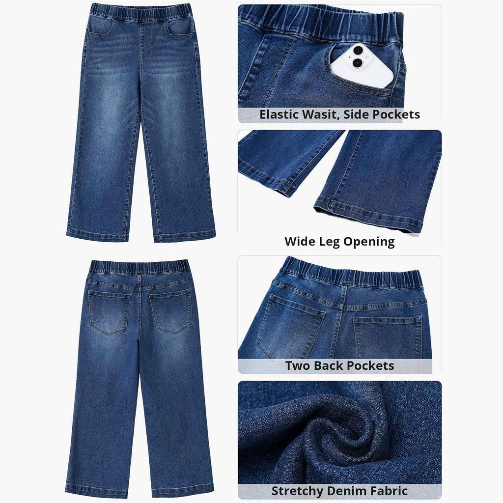 Women's High-Waist Straight-Leg Patchwork Cotton Denim Jeans