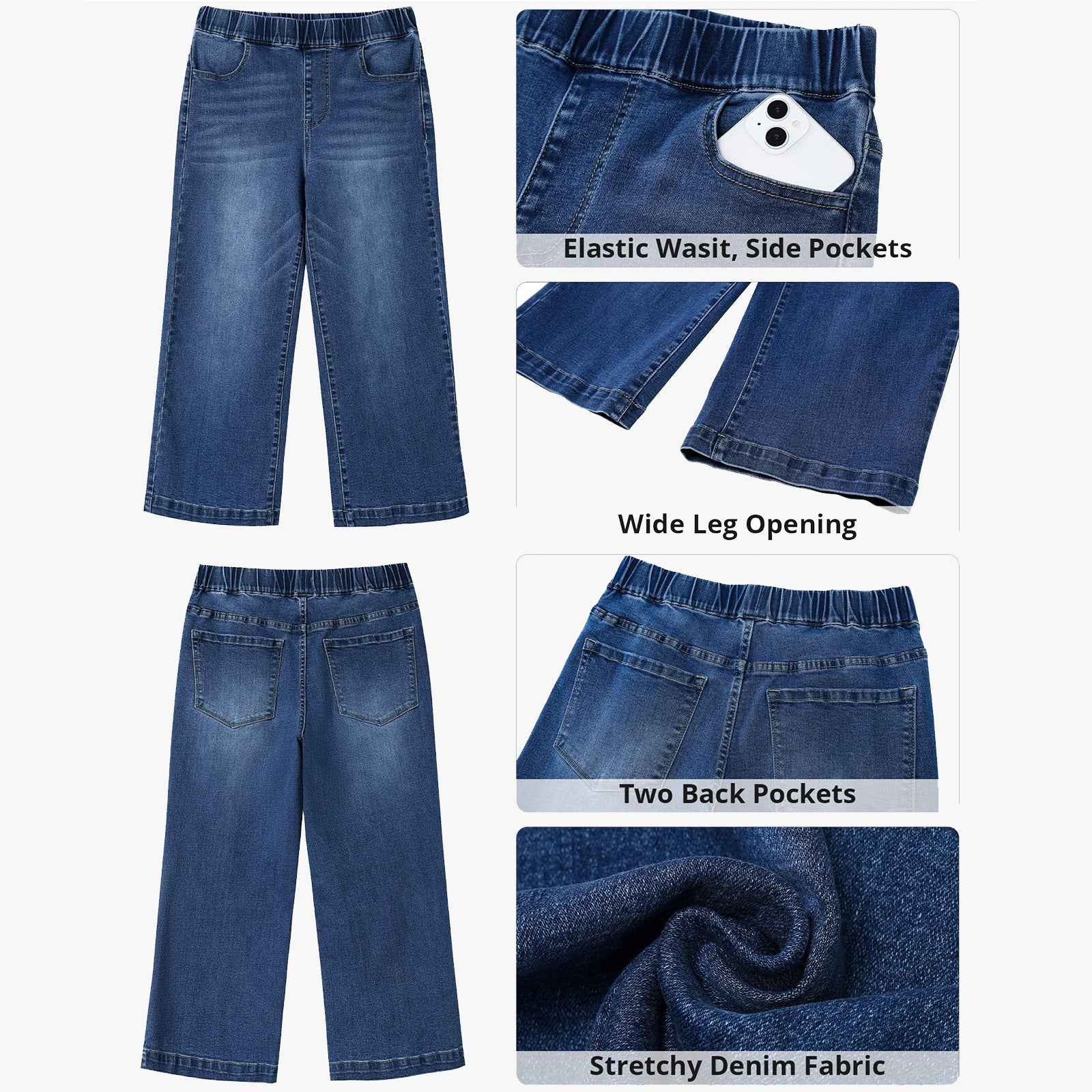 Women's High-Waist Straight-Leg Patchwork Cotton Denim Jeans