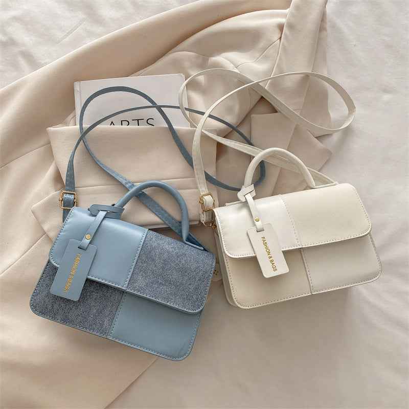 Textured Patchwork Tote Bag in PU Leather