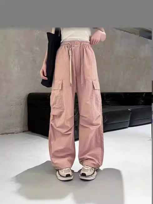 Ice Silk Wide-Leg Trousers — Quick-Dry, Elastic Waist, 3 Colours