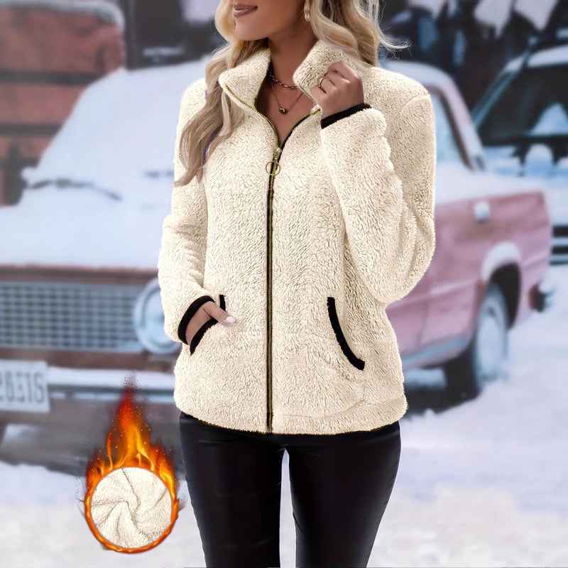 Women's Plush Fleece Zip-Up Hoodie Jacket