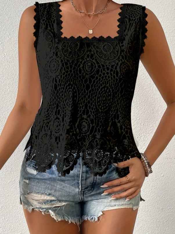 Strapless Lace Hollow-Out Top — Sleeveless, Elegant & Unique