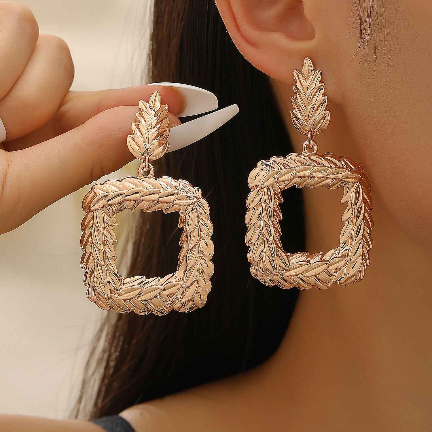 Vintage Exaggerated Statement Metal Studs, Lava Wrinkle Surface Irregular Geometric European American Fashion Earrings For Women