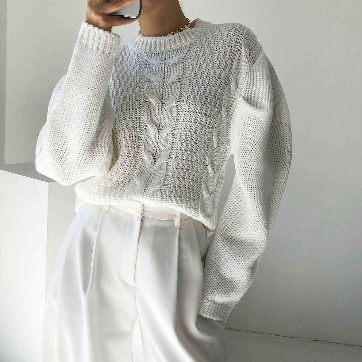 Women's Off-Shoulder Cable-Knit Sweater