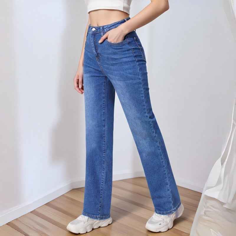 Women's High-Waisted Wide-Leg Jeans – Light Blue Wash