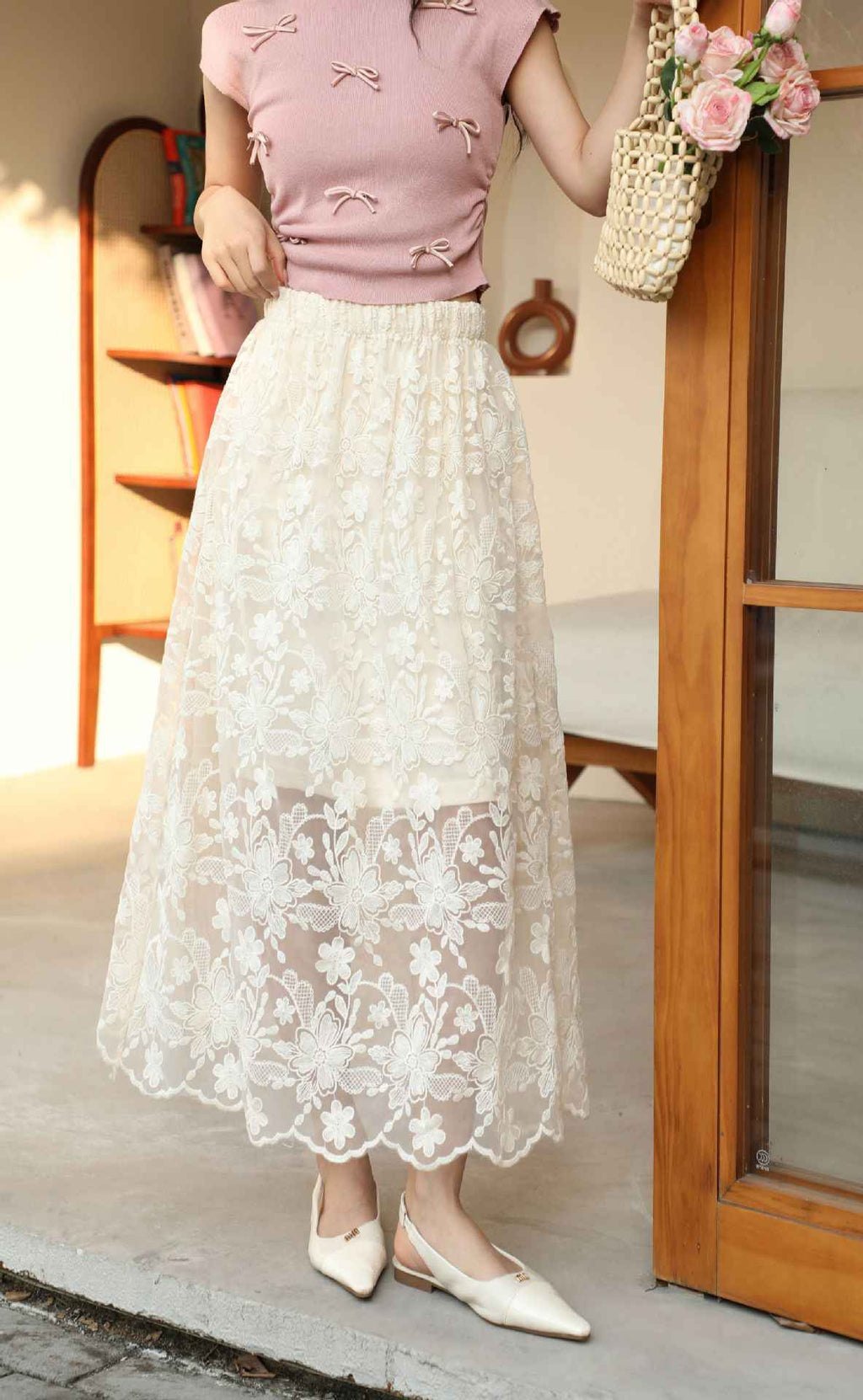 Women's Retro Crochet Hollow-Out A-Line Maxi Skirt