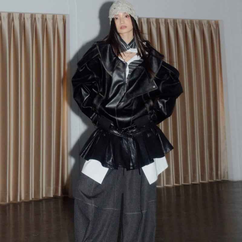 Women’s PU Leather Padded Coat – Structured Silhouette Winter Jacket | S–L