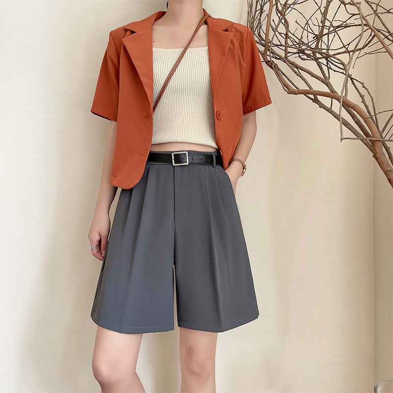 Women's High-Waist Wide-Leg Shorts – Loose Fit, Tailored Style