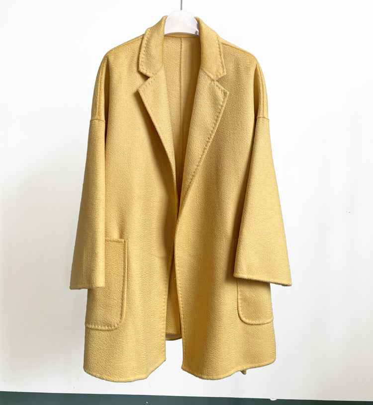 Mid-length Double-faced Wool Belted Coat