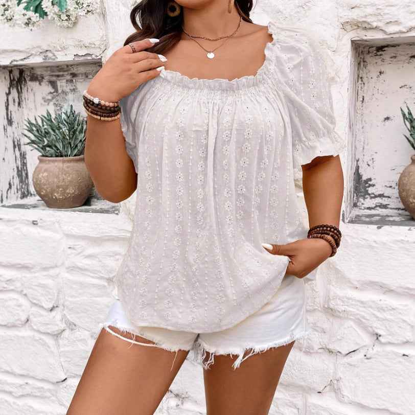 White One-Shoulder Open-Back Blouse