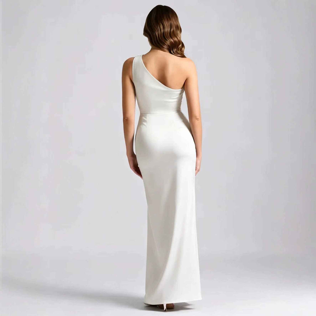 Womens Stylish Off-the-shoulder Satin Bodycon Dress
