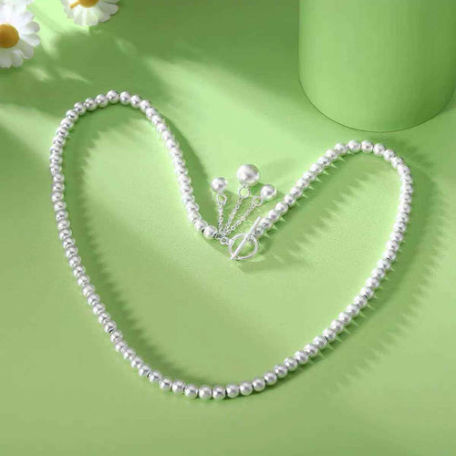 925 Sterling Silver Beaded Tassel Necklace – Minimalist OT Clasp Women’s Jewelry