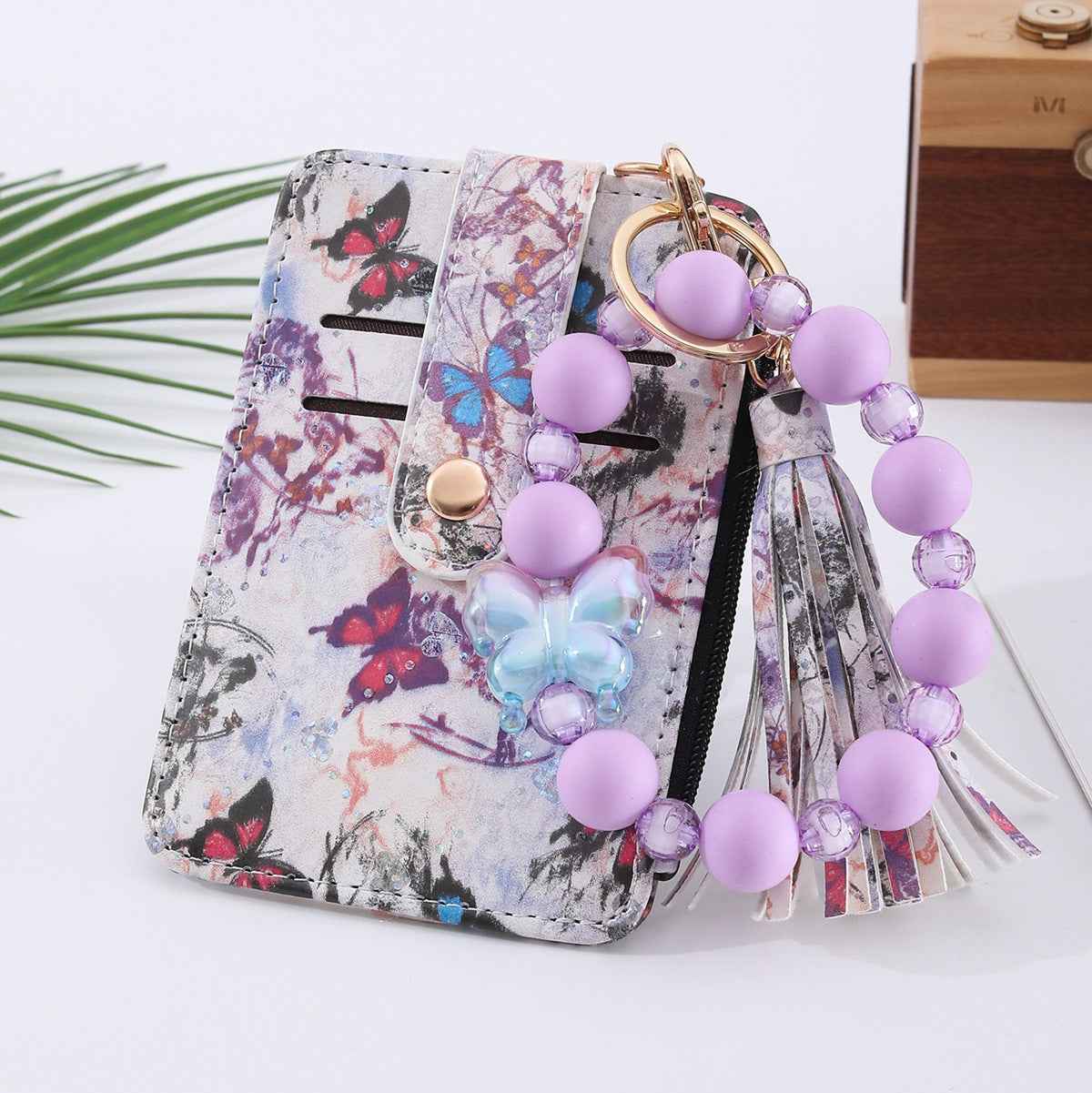 Multi-card Slot Zippered Coin Purse With A Tassel Charm