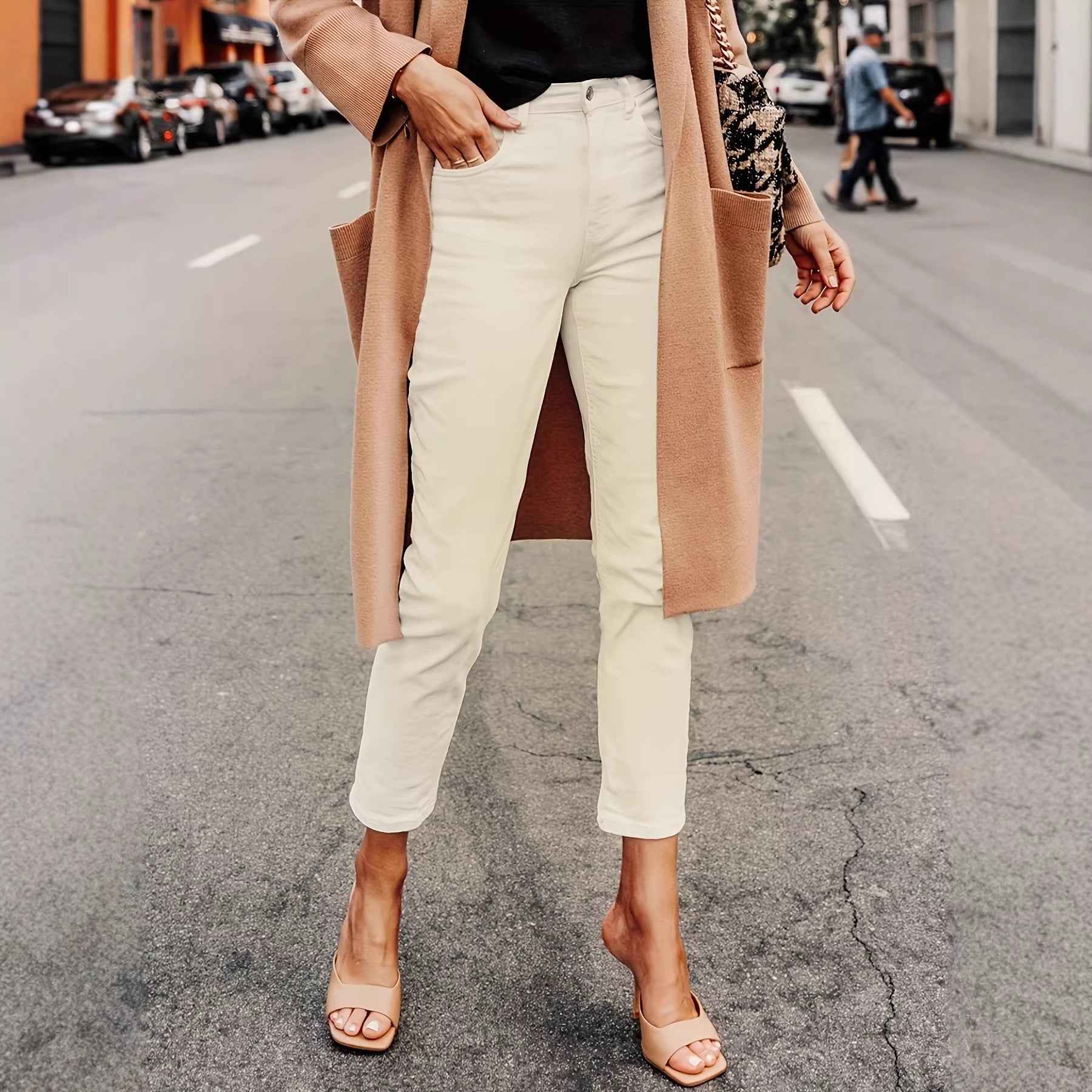 Black Womens Slim Straight-leg Jeans