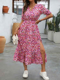 Women's Floral A-Line Midi Dress