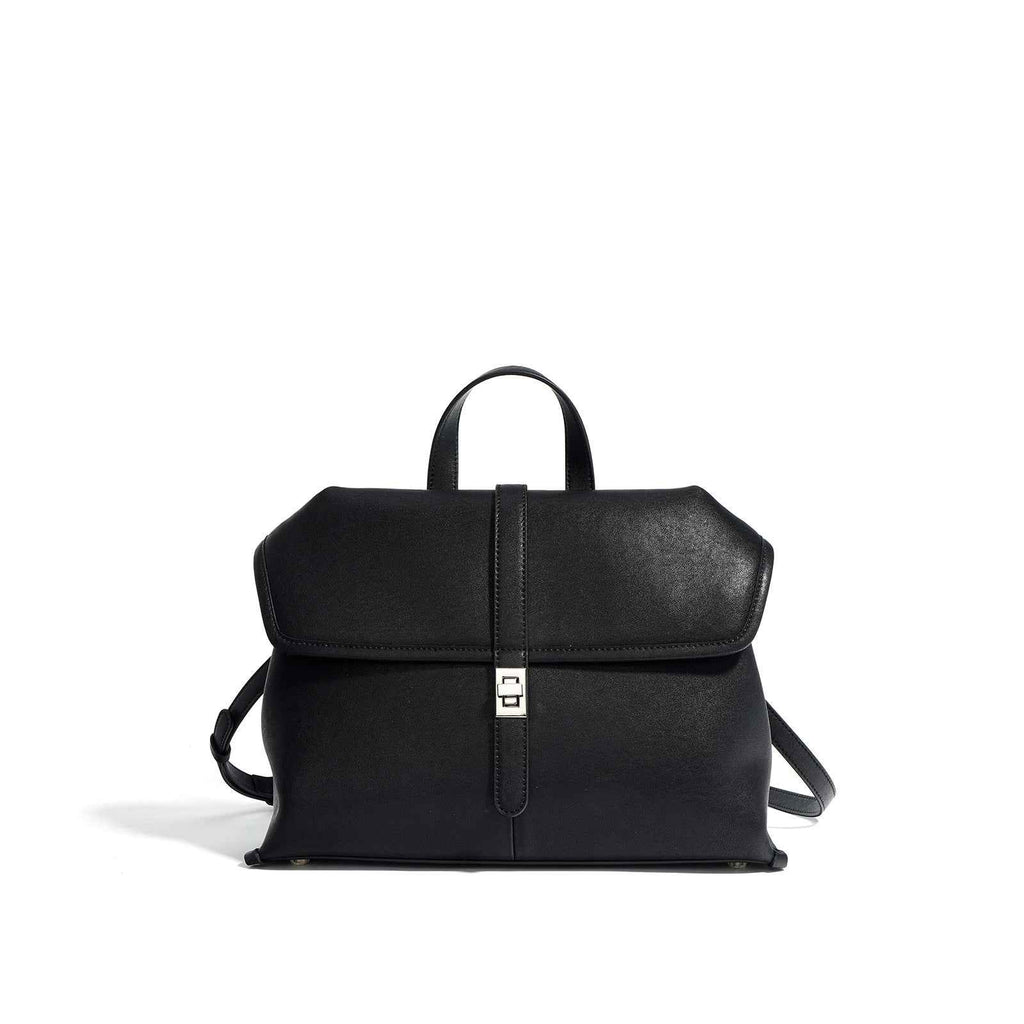 Genuine Leather Tote & Crossbody Bag — Black, Red & Sandalwood Brown