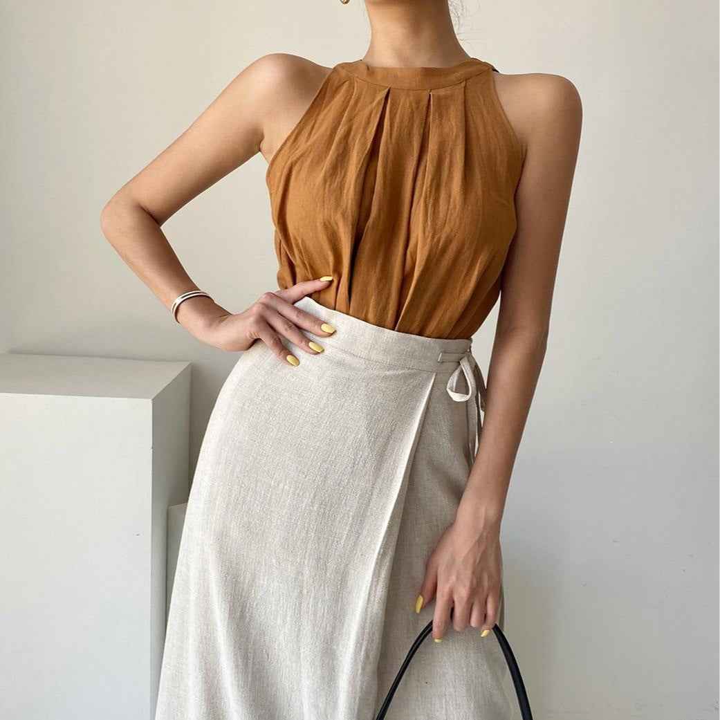 Retro Skin-friendly Pleated Camisole