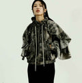 Women's Distressed Ruffled Hem Denim Jacket