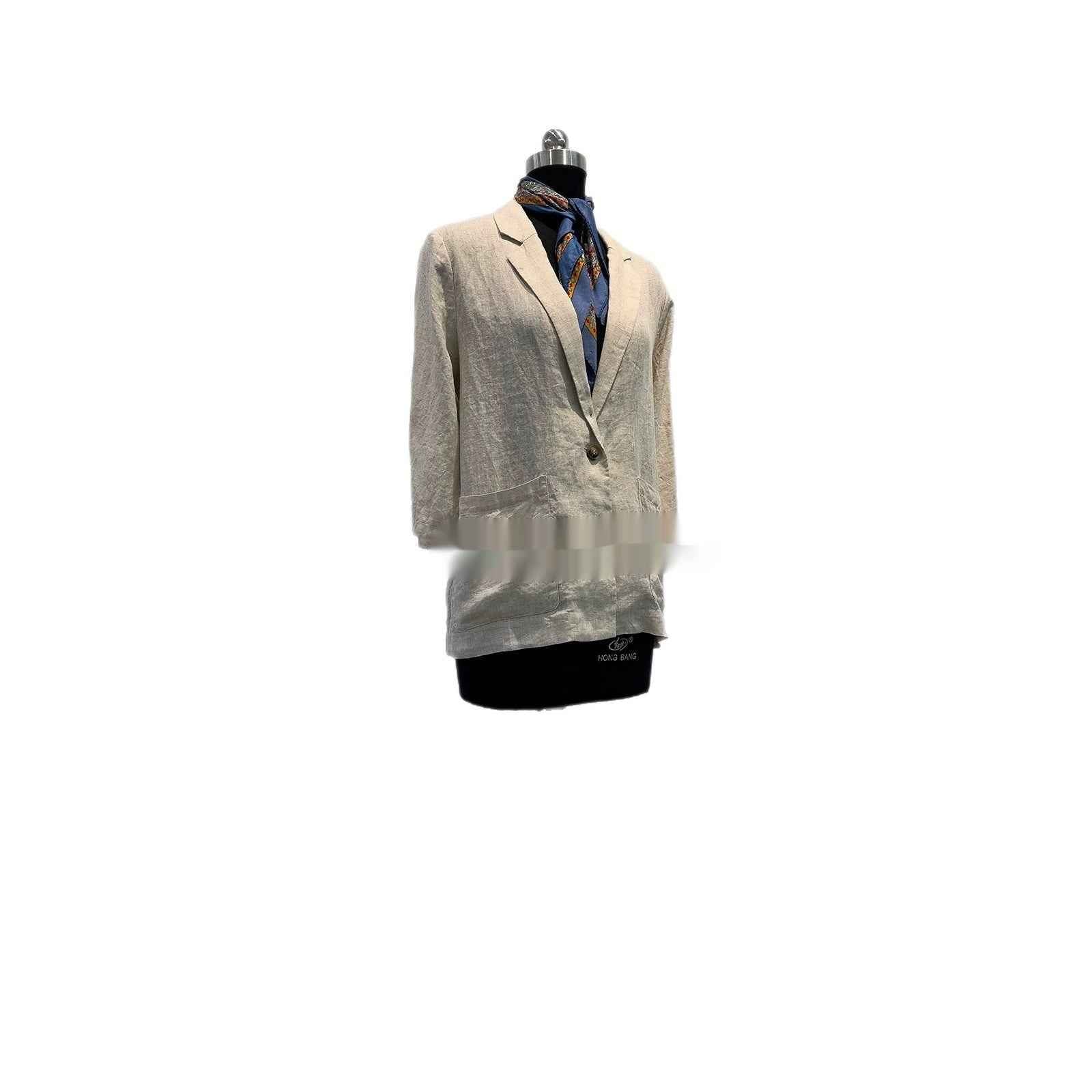 Womens Loose-fit Linen Blazer With Two Pockets