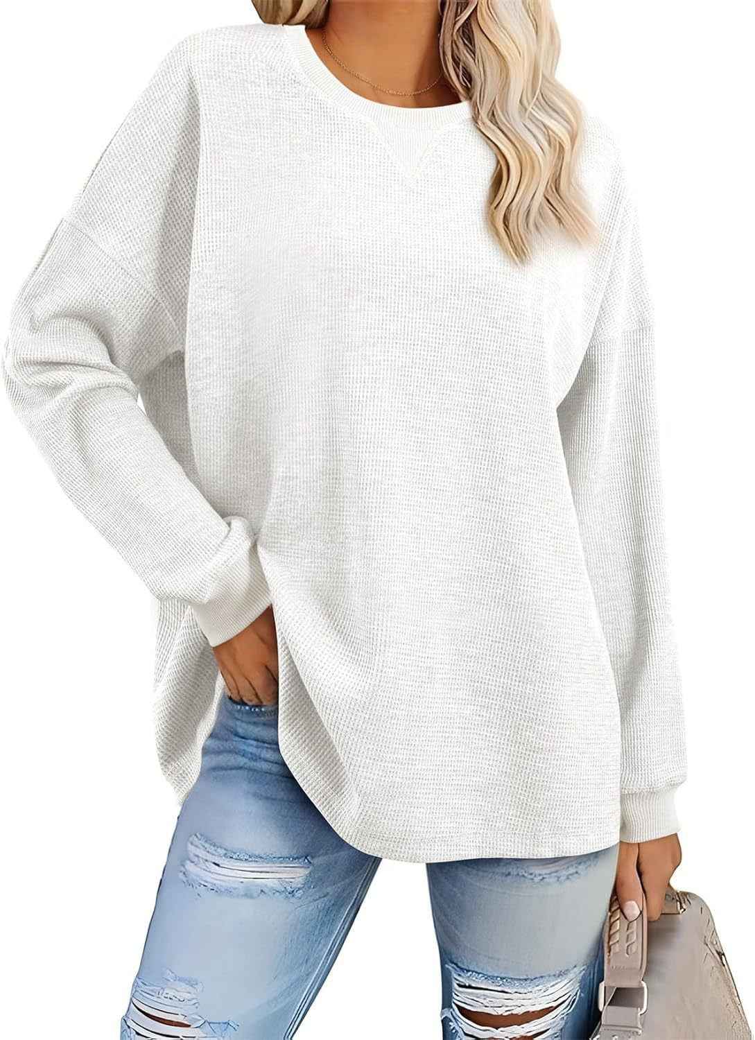 Fashion Round-Neck Color-Block Long-Sleeve Sweatshirt