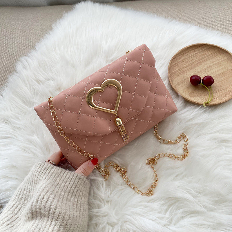 Heart Tassel Flap Shoulder Bag – Trendy PU Square Bag