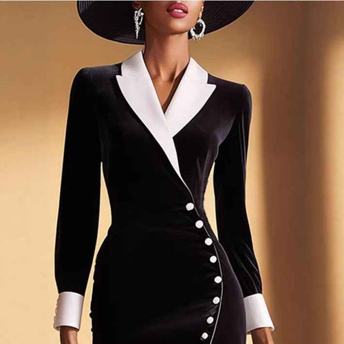 Office Lady Black Velvet Midi Skirt