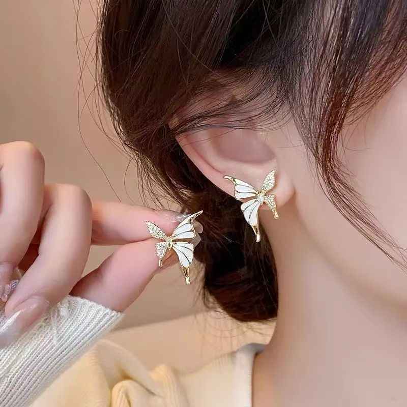 2026 Summer New Hot Luxury Liquid Butterfly Earrings, Niche High-End Elegant Retro Style Women Fashion Ear Jewelry