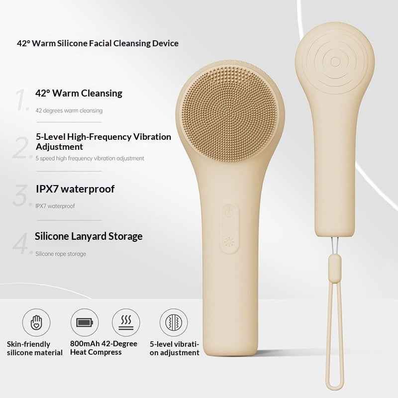 Ultrasonic Silicone Facial Cleanser – Deep Cleanse, Massage & Warm Compress