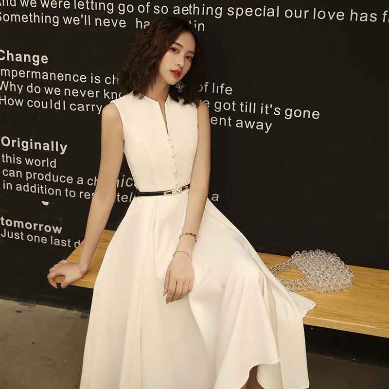 Women's Sleeveless High-Waist Bow Midi Dress
