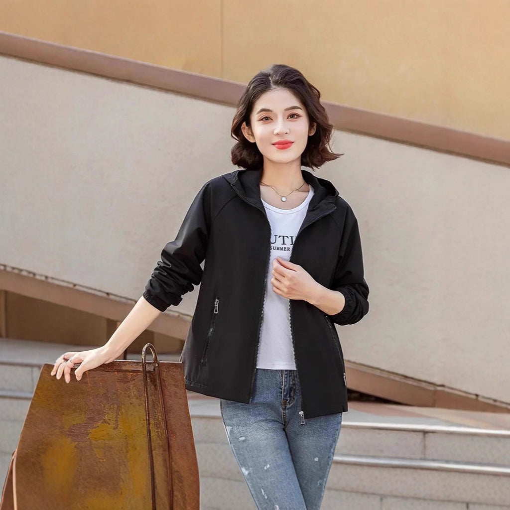 Loose Hooded Short Jacket — Korean Casual Style
